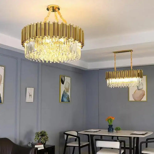 Luxury Crystal Led Chandeliers For Living Room Dining Bedroom Adjustable Metal Hanging Lamp Indoor Lighting Lamparas Fixture