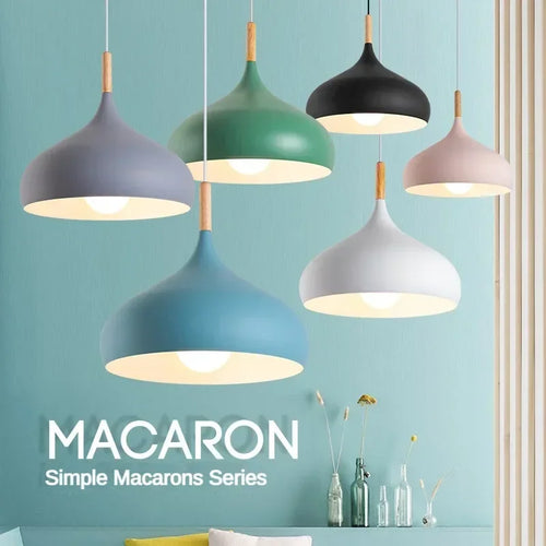 Nordic Simple Macaroon Color Pendant Lights LED Hanging Lamp Lamparas Colgantes Cocina Kitchen Cafe Single Head Chandelier
