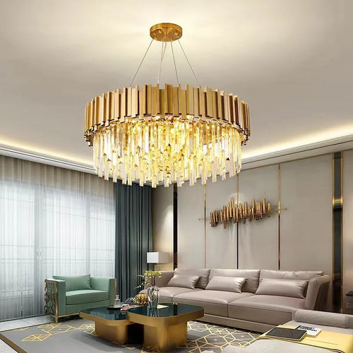 Luxury Crystal Led Chandeliers For Living Room Dining Bedroom Adjustable Metal Hanging Lamp Indoor Lighting Lamparas Fixture